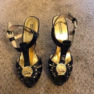 Michael Kors Black Gold Heels Size 9